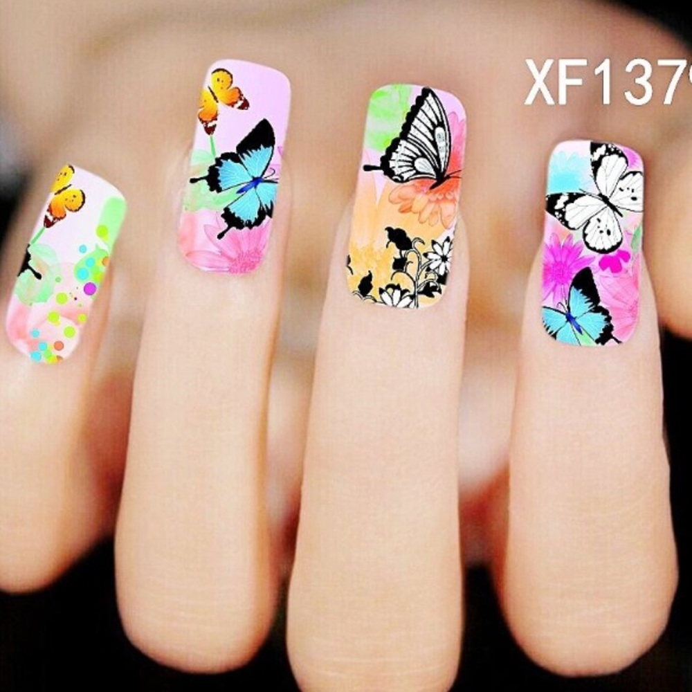 3/ &12 Nail Art Waterslide Tattoo Deep Blue Floral - Picture 7 of 7